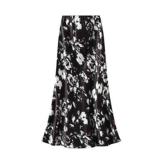 Printed Fishtail Skirt Women Summer Thin Elegant Slim Fit Slimming Hip Wrapped Dress