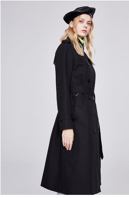 Autumn Trench Coat Women Long Trench Coat Popular Slim Fit Solid Color Non-Wrinkle Coat - Iyanka