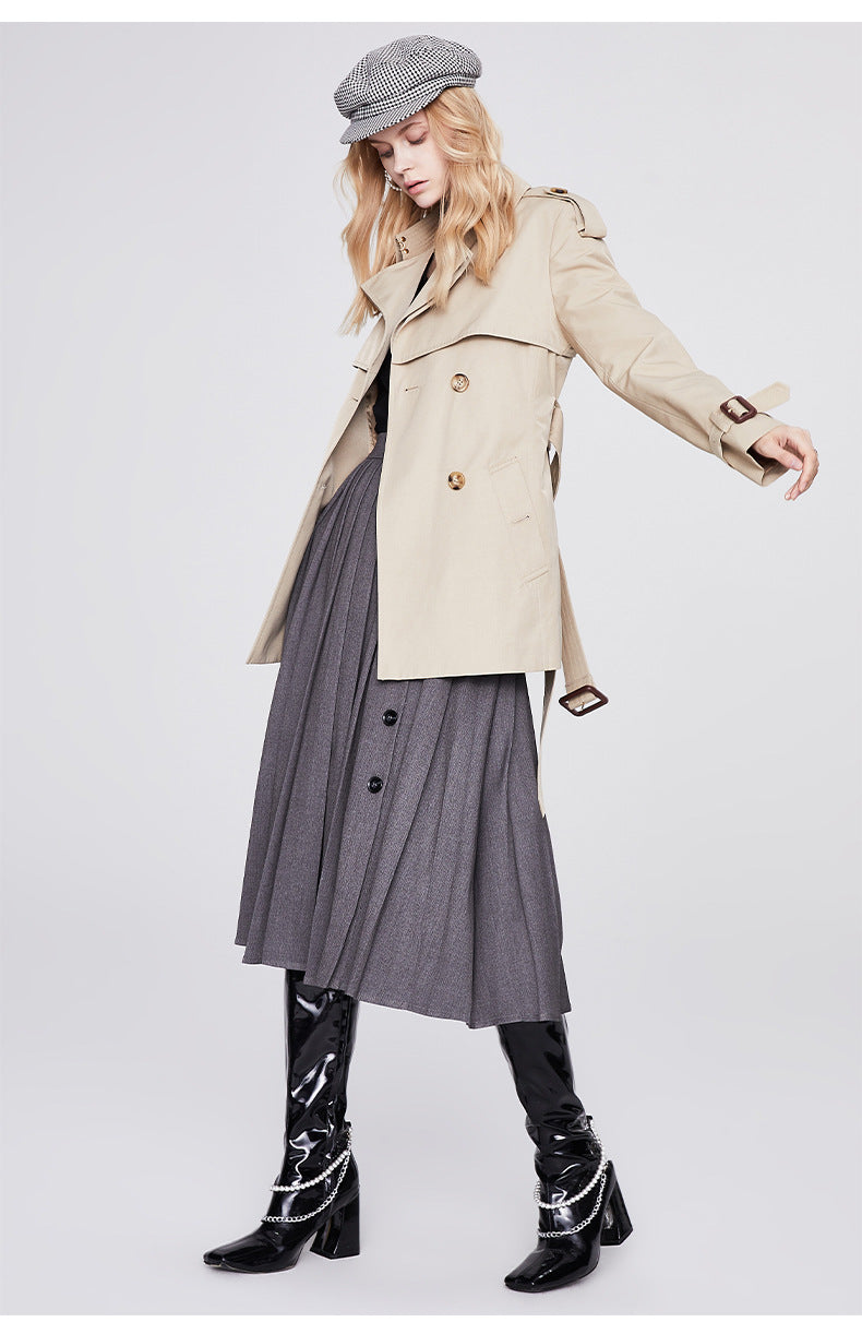 Trench Coat for Women Autumn Winter Women Overcoat Double Breasted Short Coat for Women - Iyanka