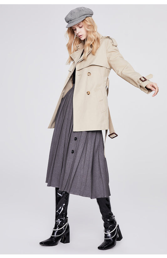 Trench Coat for Women Autumn Winter Women Overcoat Double Breasted Short Coat for Women - Iyanka