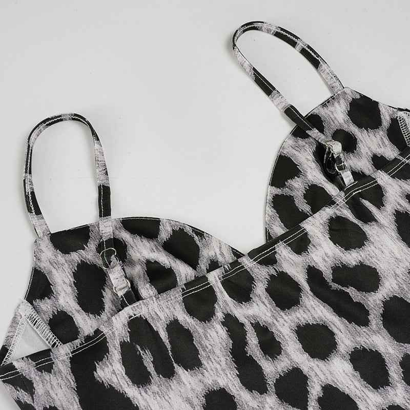 Women’s Summer Slim Fit Leopard Print V-Neck Vest Top