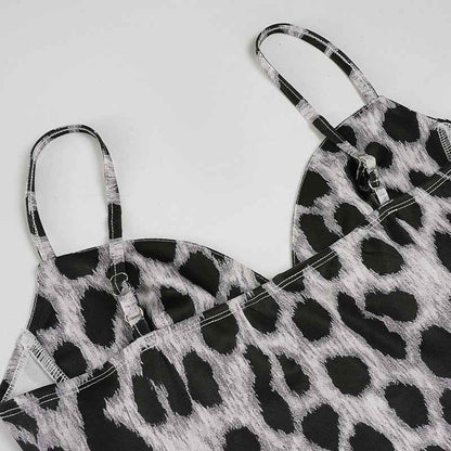 Women’s Summer Slim Fit Leopard Print V-Neck Vest Top
