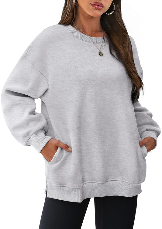 Autumn Winter Women round Neck Long Sleeved Sweatshirt Pullover Fleece Sweater - Iyanka