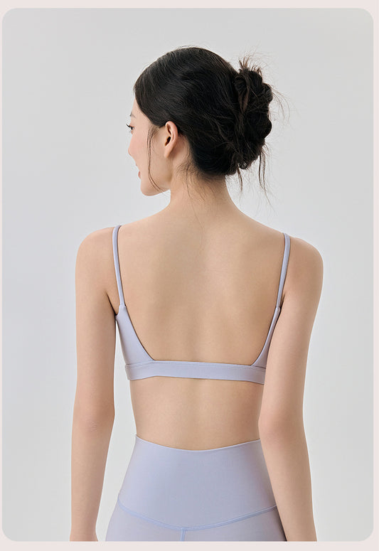 Beauty Back Yoga Underwear Semi Fixed Diamond Cup Women Spaghetti Strap Sports Fitness Clothes Bra - Iyanka