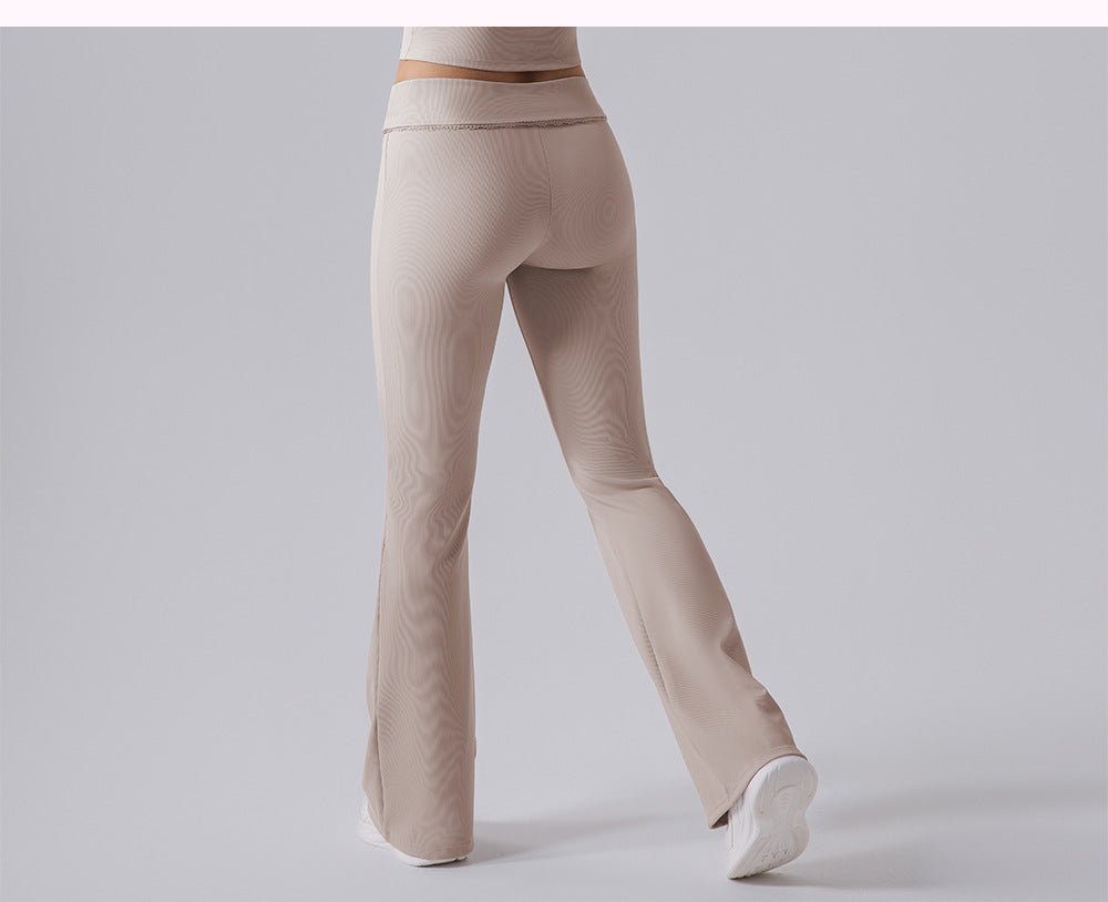 High Waist Tight Yoga Bell Bottom Pants Wide Leg Outerwear Bell-Bottom Pants Women Hip Lifting Casual Fitness Running Workout Pants - Iyanka