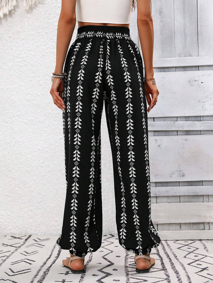 Women Clothing Spring Summer Mesh Wide Leg Knickerbockers Casual Pants - Iyanka