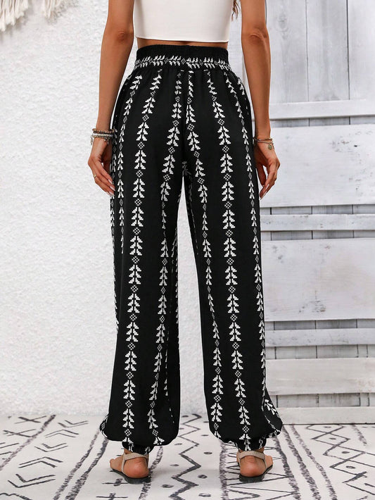 Women Clothing Spring Summer Mesh Wide Leg Knickerbockers Casual Pants - Iyanka