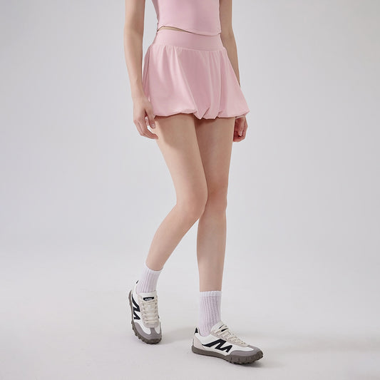 Nude Feel Girl Tennis Skirt High Waist Anti Exposure Bottom Breathable Pocket Puffy Running Sports Skirt - Iyanka