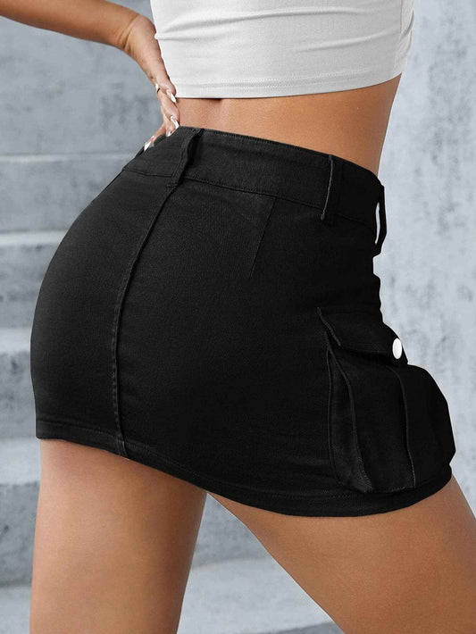 Autumn Street Solid Color Low Waist Slim Fit Package Hip Skirt Women