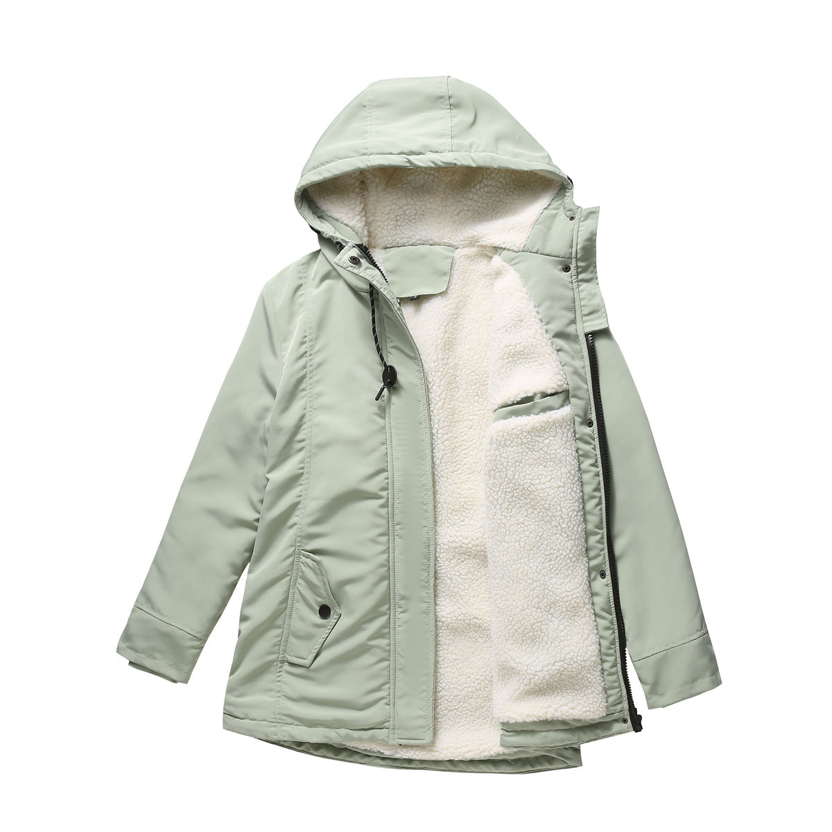 Ladies Hooded Lambswool Parka Winter Warm Waist Women Cotton-Padded Coat - Iyanka