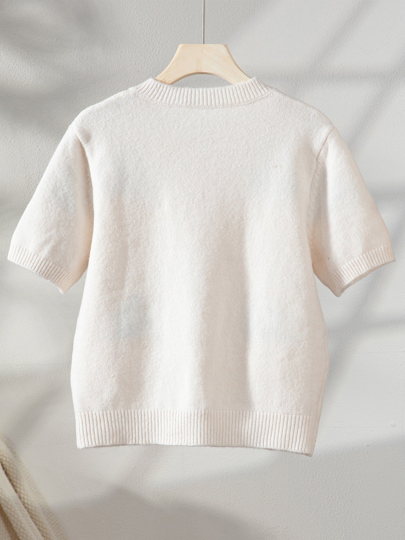 Fall Mango Pattern Knitwear Casual Short Sleeve Button Sweater Top Women - Iyanka