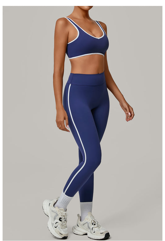 Contrast Color Binding Nude Feel Yoga Beauty Back Tight Quick Drying Workout Clothes Outdoor Sports Two Piece Sets - Iyanka