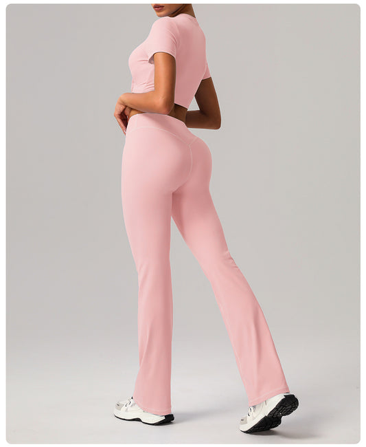 Yoga Wide Leg Pants High Waist Belly Contracting Fitness Trousers Women Skinny Hip Raise Bell Bottom Pants Sports Casual Pants - Iyanka