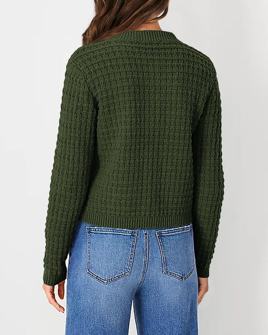 Fall Women Clothing Solid Color Office Knitted Cardigan Casual Sweater Coat - Iyanka