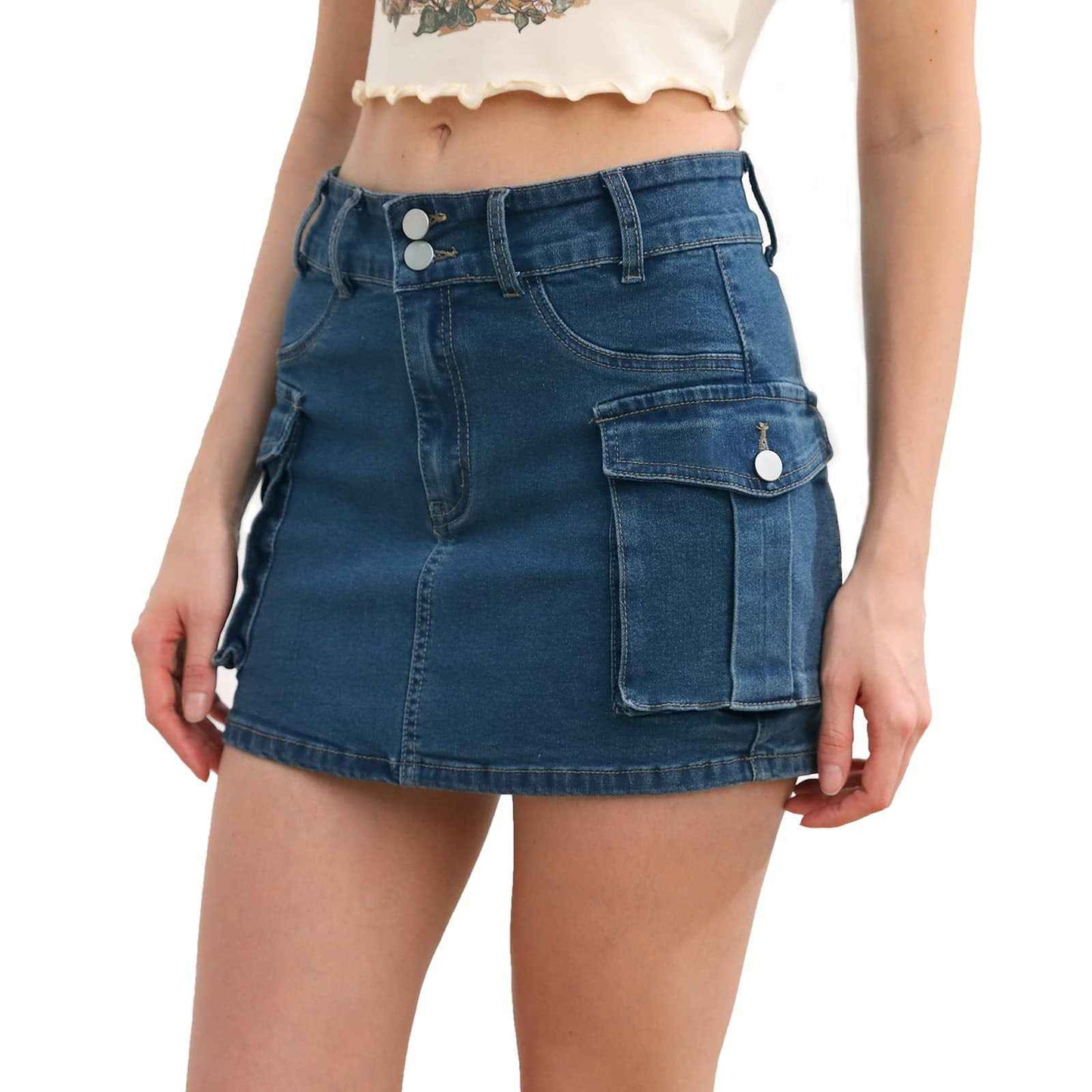 Autumn Street Solid Color Low Waist Slim Fit Package Hip Skirt Women