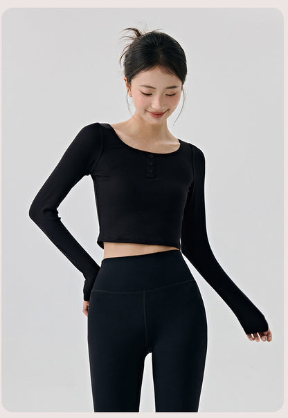 Scoop Yoga Clothing Top Women Short Slim Fit Slimming Workout Top Solid Color Shoulder Sports T shirt - Iyanka