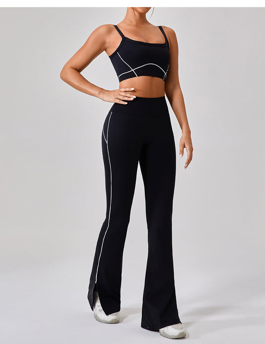 Summer High Waist Tight Nude Feel Hip Lifting Yoga Bell Bottom Pants Women Dance Fitness Outdoor Sports Split Trousers - Iyanka