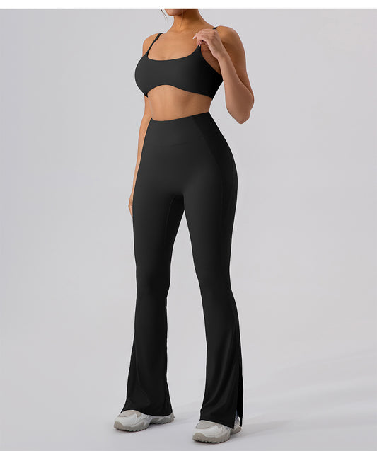 High Waist Skinny Outerwear Sweatpants Dance Nude Feel Hip Lifting Yoga Bell Bottom Pants Skinny Running Wide Leg Pants Women - Iyanka