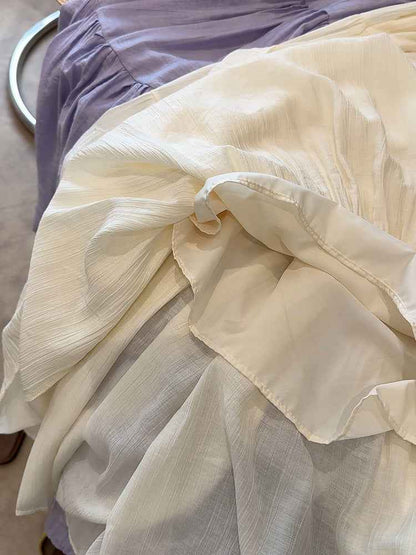 ICE Cotton Linen Skirt Women Summer Artistic Cover Figure Flattering Flowy Mid Length Skirt Oversized Skirt