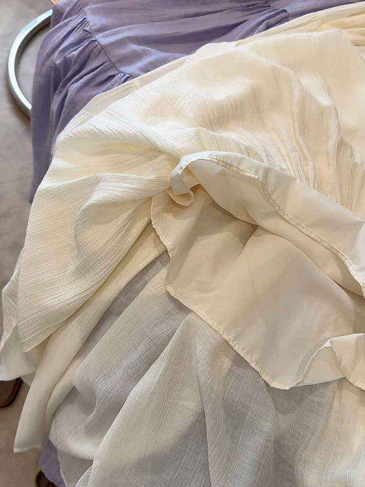ICE Cotton Linen Skirt Women Summer Artistic Cover Figure Flattering Flowy Mid Length Skirt Oversized Skirt