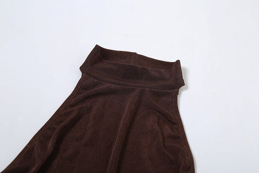 Summer Women Clothing Sexy Halter Solid Color Backless Slim Fit Sheath Dress