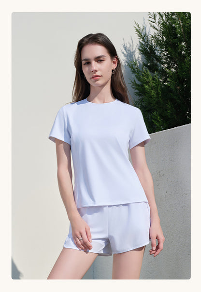 Spring Summer Sports Set Women Two Piece Set Quick Drying Loose Breathable Thin round Neck Running Fitness Two Piece Set - Iyanka