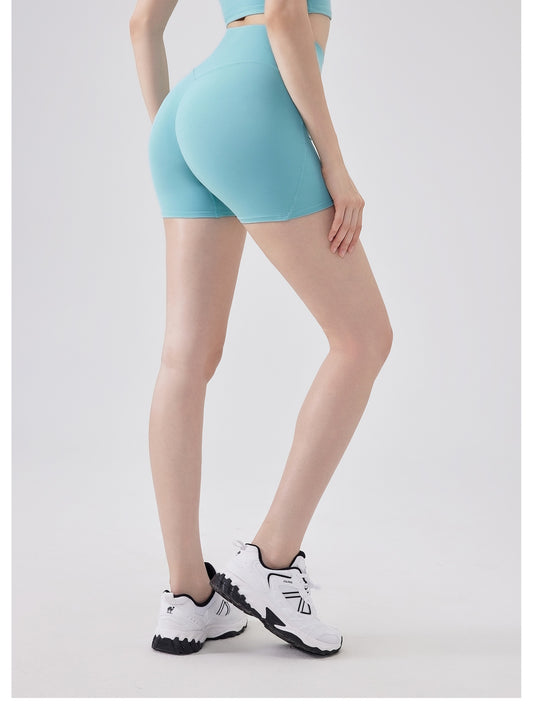 Nude Feel Three Points High Elastic Tight Bum Lift Shorts Women Yoga Workout Clothes Belly Contracting Exercise Running Training Pants - Iyanka