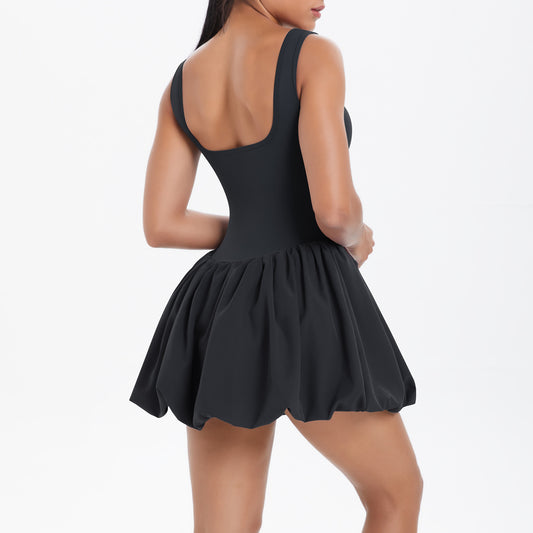 Cool Jumpsuit Tennis Skirt Sexy Beauty Back Pocket Backing Culottes Fitness Solid Color Sports Dress Women - Iyanka