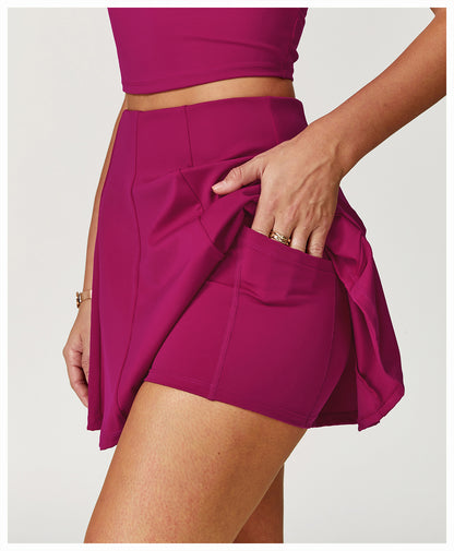 Nude Feel Quick Drying Sports Short Skirt Sports Fitness Yoga A line Short Skirt Anti Exposure Sports Tennis Skirt - Iyanka