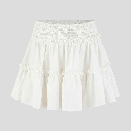 Floral Skirt Pants Lined A line Skirt High Quality Smocking Tight Waist Elastic Culottes
