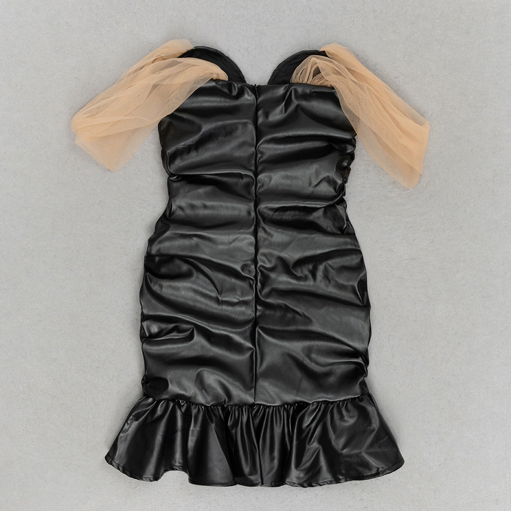 Dress Summer Simple Sexy Tube Top Backless Slim Fit Patchwork Short Dress Women - Iyanka