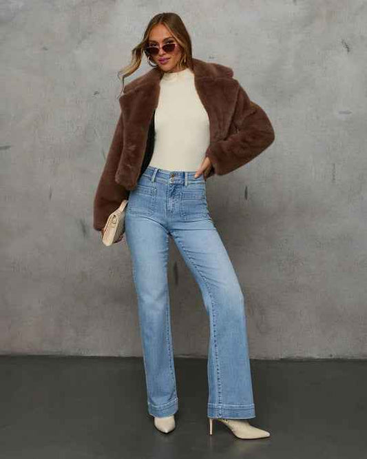 Wide Leg Slimming Straight Jeans Women