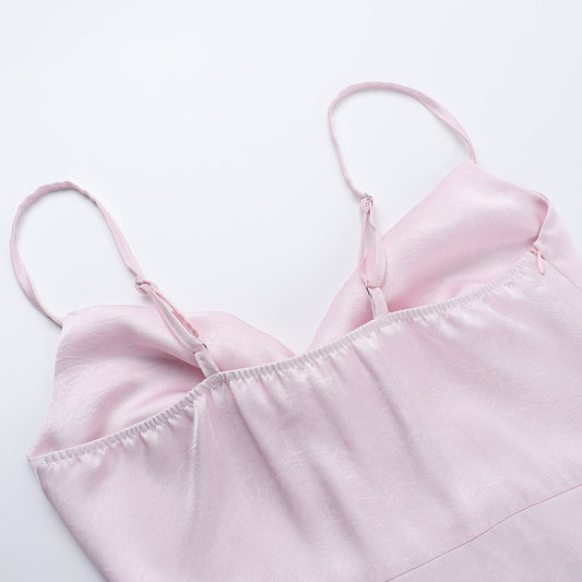 Satin Dress Suspender Pleated Split Sexy Slim Hip Dress - Iyanka