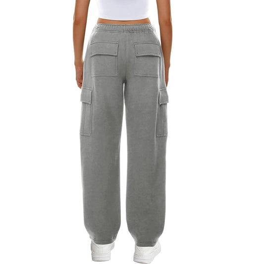Autumn Winter Women Wide Leg Sweatpants Elastic Waist Loose Casual Workwear Trousers - Iyanka