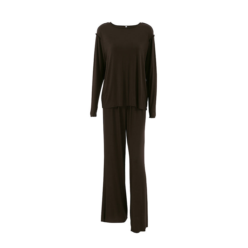 Summer Knitted Rayon Pajamas Set Comfortable Simple Can Be Worn outside Ladies Homewear - Iyanka