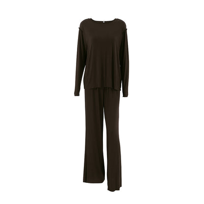 Summer Knitted Rayon Pajamas Set Comfortable Simple Can Be Worn outside Ladies Homewear - Iyanka