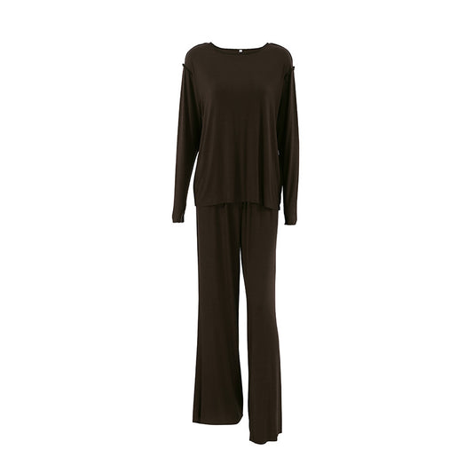 Summer Knitted Rayon Pajamas Set Comfortable Simple Can Be Worn outside Ladies Homewear - Iyanka