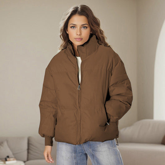 Women Clothing Winter Stand Collar Zipper Thermal Short Cotton Jacket - Iyanka