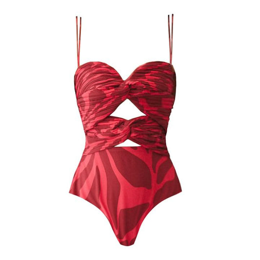 Printing Hollow Out Cutout out Swimsuit Women Vacation Beach - Iyanka