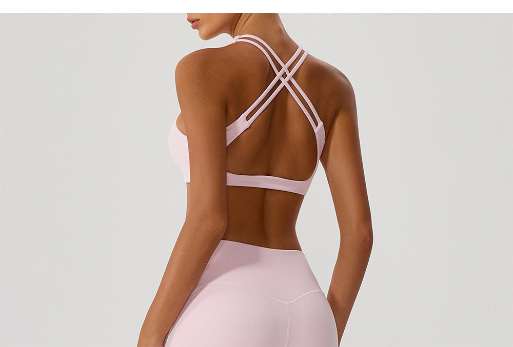 Cross Love Yoga Bra Women Sling with Chest Pad Outer Wear Workout Clothes Outdoor Sports Underwear - Iyanka