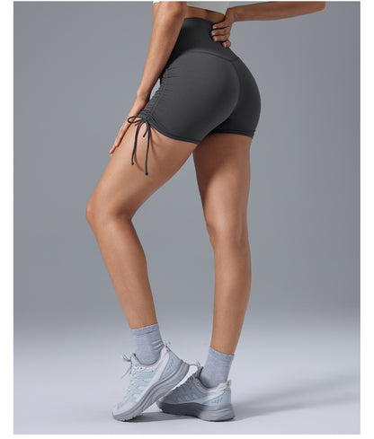 High Waist Tight Yoga Shorts Women No T Line Pleating Slimming Hip Workout Shorts Summer - Iyanka