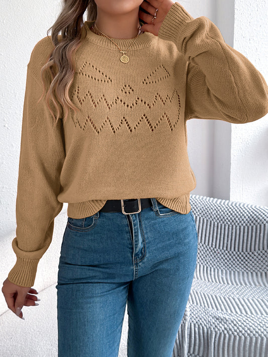 Solid Color Hollow Out Cutout out Lantern Long Sleeve Pullover Halloween Women Clothing - Iyanka