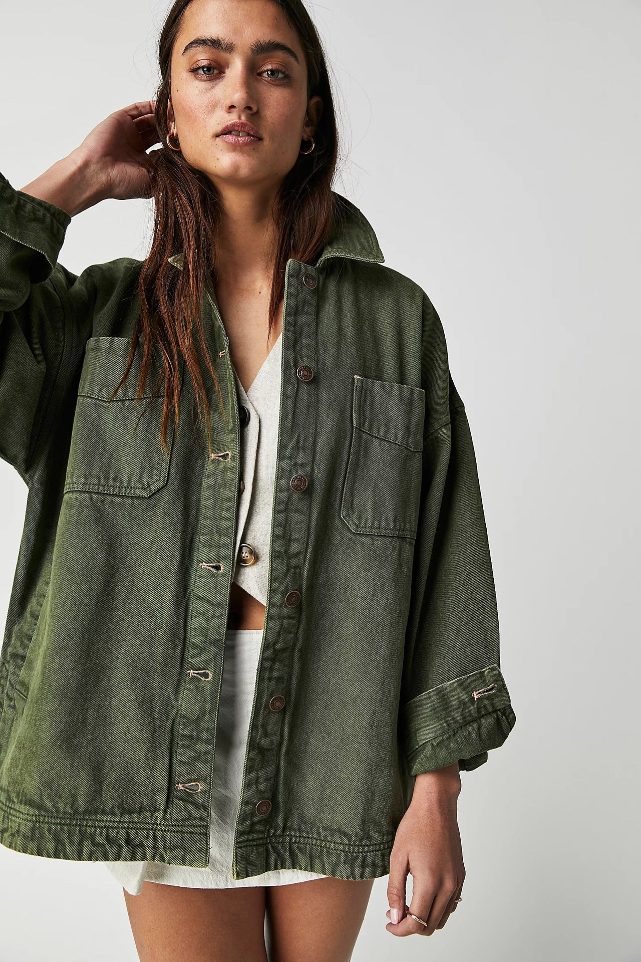 Casual Pocket Side Slit Denim Women Coat - Iyanka