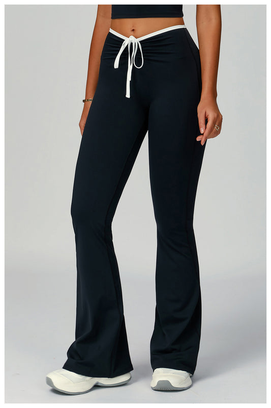 Contrast Color Binding Bell Bottom Pants Yoga Fitness Exercise Bootcut Trousers High Waist Slim Flare Pants Bell-Bottom Pants Women - Iyanka