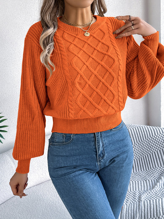 Autumn Winter Solid Color Twist Lantern Long Sleeve Waist Tight Pullover Women Clothing - Iyanka