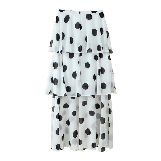 French Polka Dot Sweet Sexy Women ummer Halter Sleeveless Vest High Waist Flounced Skirt Set - Iyanka