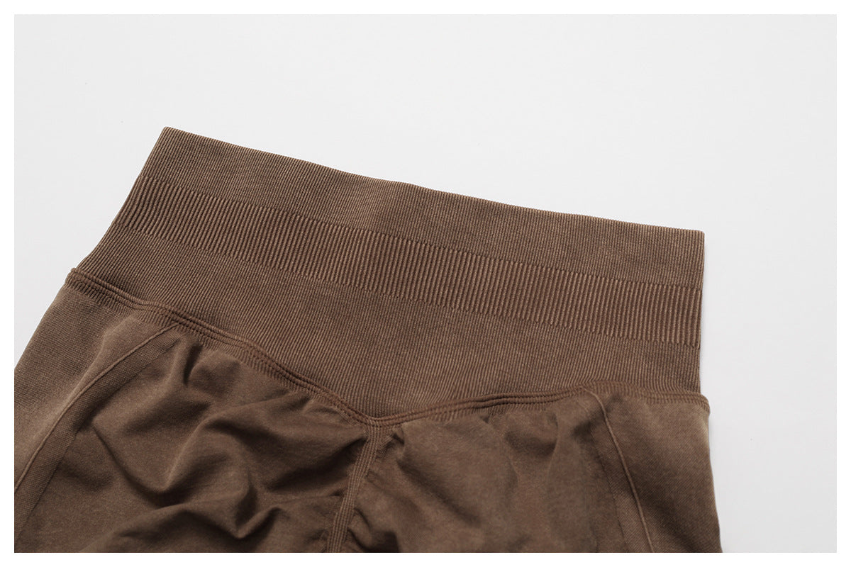Seamless Stone Washed Yoga Shorts High Waist Hip Lift Shorts Skinny Running Sports Fitness Yoga Pants Women - Iyanka