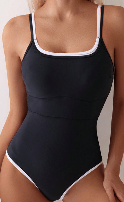 Sexy Women One Piece Swimsuit Solid Color Fabric Summer Beach Swimwear - Iyanka