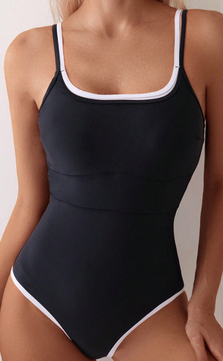 Sexy Women One Piece Swimsuit Solid Color Fabric Summer Beach Swimwear - Iyanka
