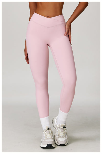 Nude Feel Yoga Pants Cross High Waist Tight Casual Trousers Running Sports Fitness Yoga Pants Yoga Pants - Iyanka